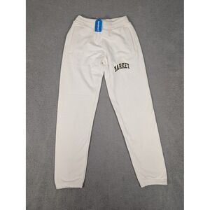 Market Sweatpants Womens XS Cream White Cotton Joggers Logo‎ Streetwear Pockets